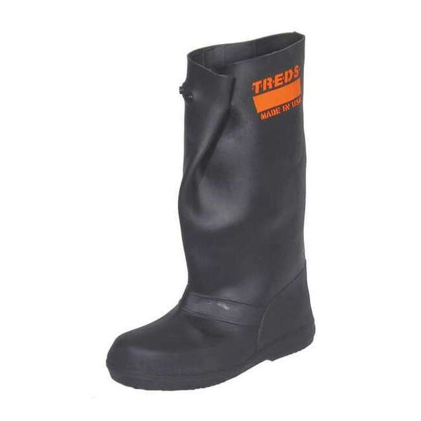 Overboots, Plain Toe, 17 in Height, Snap Tab Closure, Block-Tread Sole, Black, L