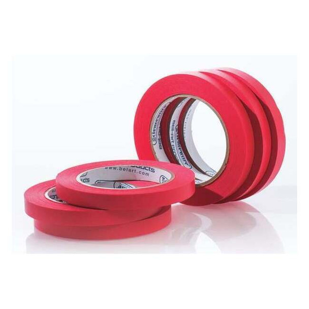 Masking Tape, 1/2 in W x 40 yd L, 6.3 mil Thick, Red, Rubber Adhesive, 6 PK