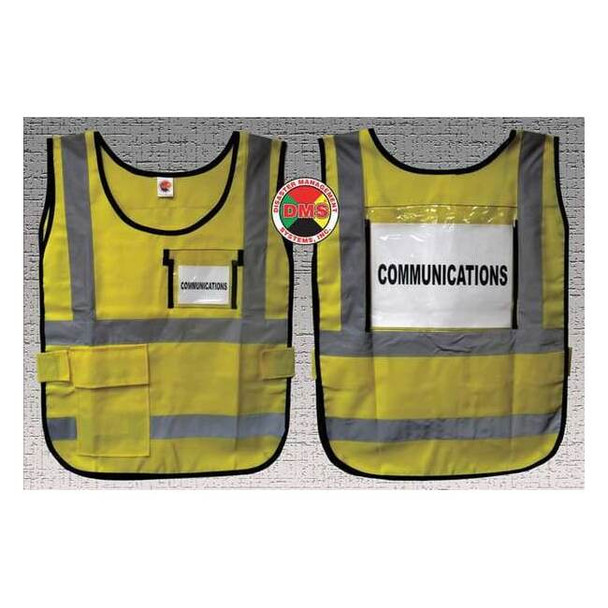 Disaster Management Systems Safety Vest,Yellow,Legend Insert,Univsl DMS-05833