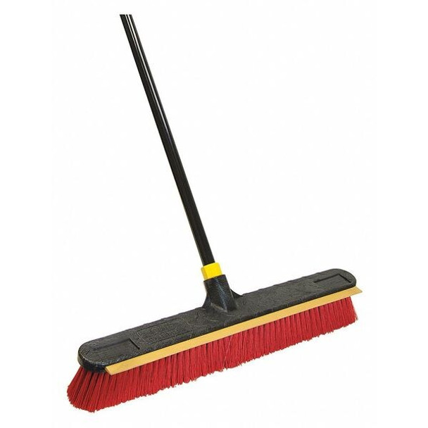 Quickie 24 in Sweep Face Push Broom, Soft/Stiff Combination, Synthetic, Red 635
