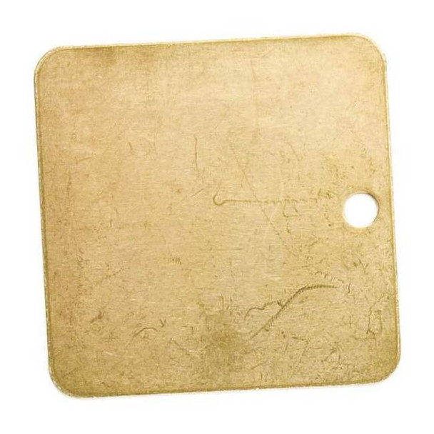 Brady Blank Tag, Brass, 1 1/2 in H x 1 1/2 in W, Brass, Square, 25 PK 23212