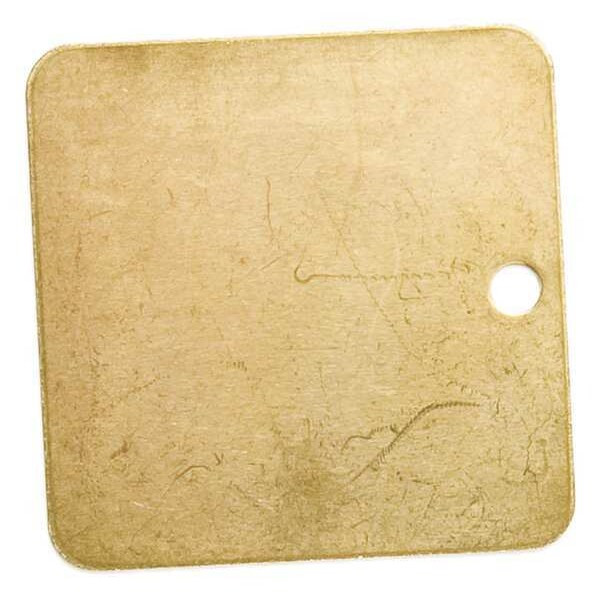 Brady Blank Tag, Brass, 1 1/2 in H x 1 1/2 in W, Brass, Square, 25 PK 23212