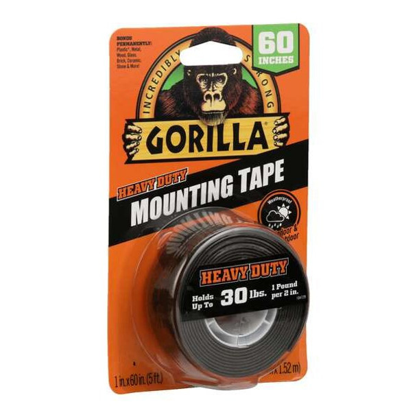Gorilla Glue Foam Tape, Black, 1-5/8 yd L, 1 in W 6055002 Gorilla Glue Foam Tape, Black, 1-5/8 yd L, 1 in W 6055002