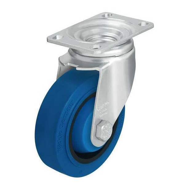 Swivel Plate Caster,Rubber,4 in,400 lb,Gry