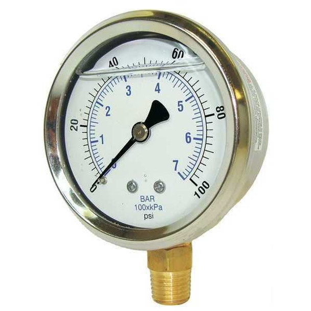 Pic Gauges Pressure Gauge,Liquid Filled,0 to 100psi 201L-204E Pic Gauges Pressure Gauge,Liquid Filled,0 to 100psi 201L-204E