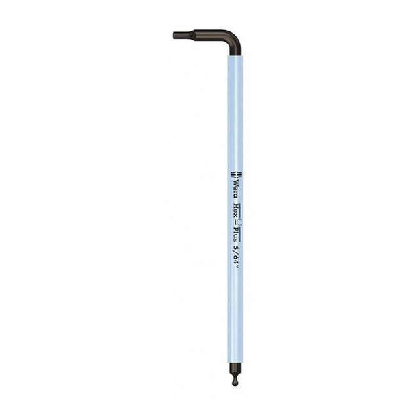 Wera Plain L Key Hex Key, 5/64 in Tip Size, 4 in Long, 4 in Short 05022630001