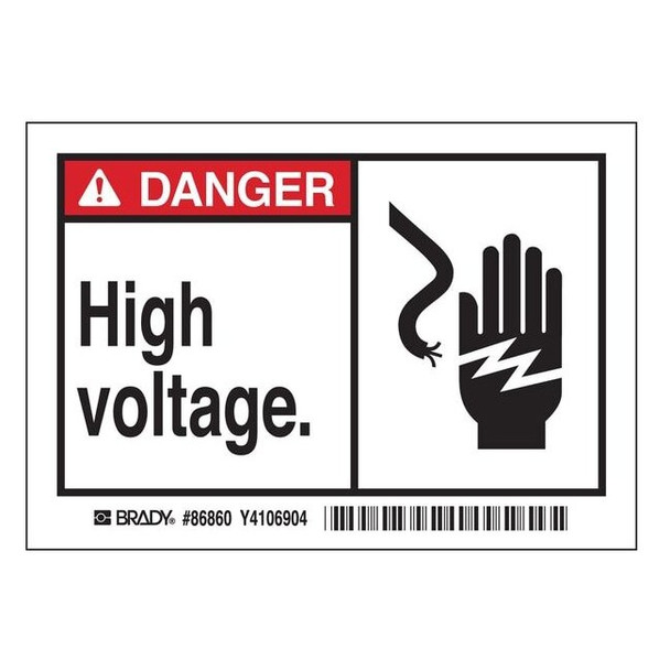 Brady Machine/Equipment Label,3 1/2 In. H,PK5 86860