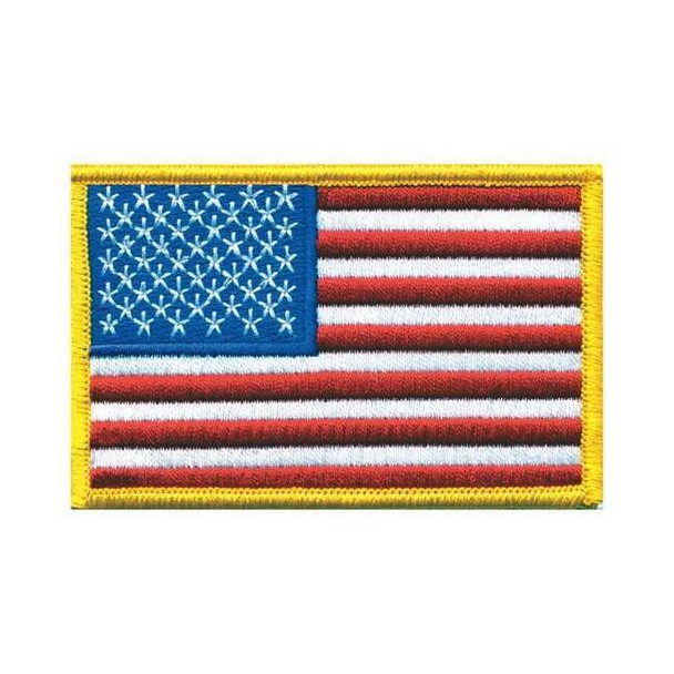 Heros Pride Embroidered Patch,U.S. Flag,Medium Gold 0021