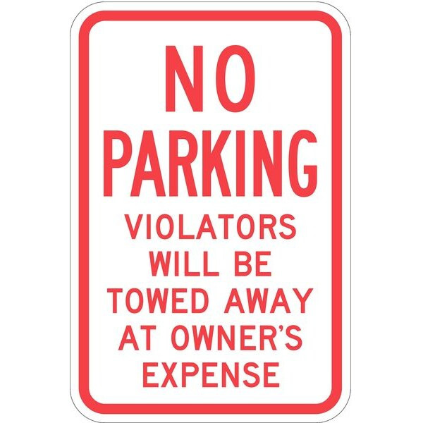 Lyle Tow Zone No Parking Sign,18" x 12, T1-1057-EG_12x18 T1-1057-EG_12x18