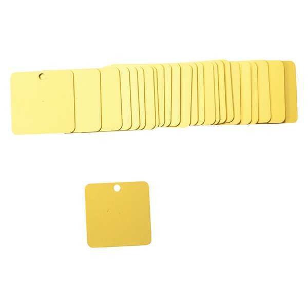 Brady Blank Tag, Aluminum, 1 1/2 in H x 1 1/2 in W, Yellow, Square, 25 PK 87627