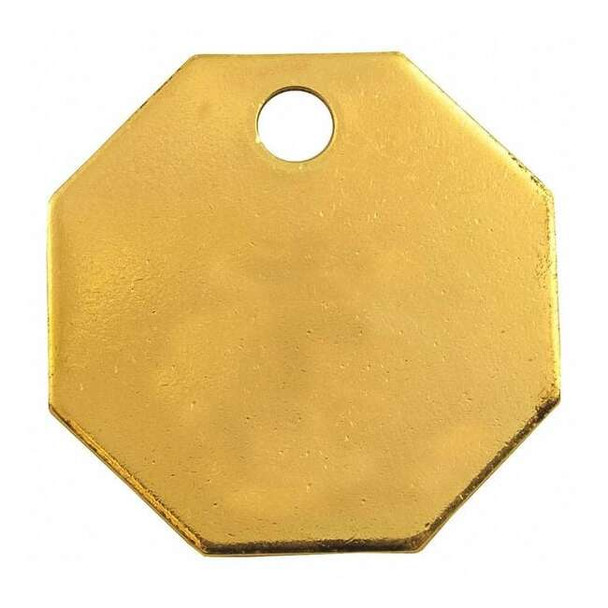 Blank Tag, Brass, 1 1/4 in H x 1 1/4 in W, Yellow, Octagon, 100 PK