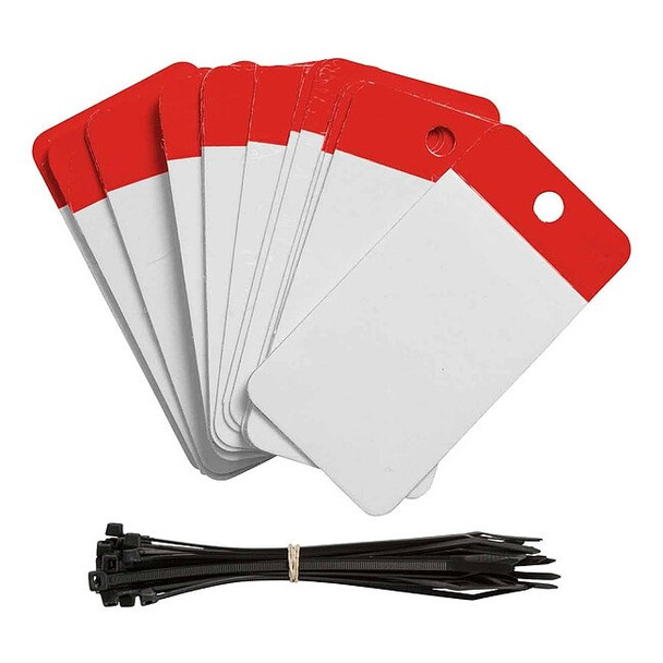 Brady Tag, Blank, Polyester, 5 in H x 3 1/4 in W, Red, Rectangle, 25 PK 102011