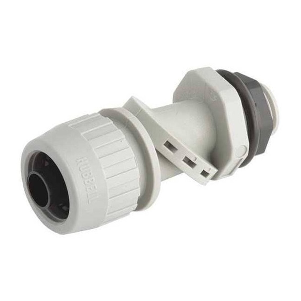 Conduit Fitting Connector, 3/4 in, Liquid-Tight, Nylon, Zinc Plated, Gray