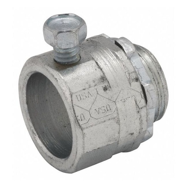 Raco IMC/Rigid Grounding Connector, 1/2 in, Set Screw, Steel, Plain, Gray 3002