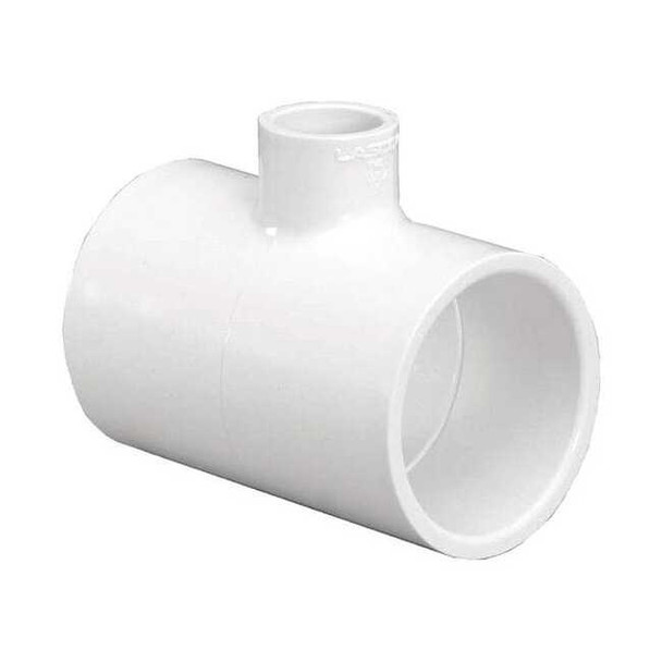 PVC Reducer Tee, Socket x Socket x Socket, 4 in x 4 in x 2 in Pipe Size