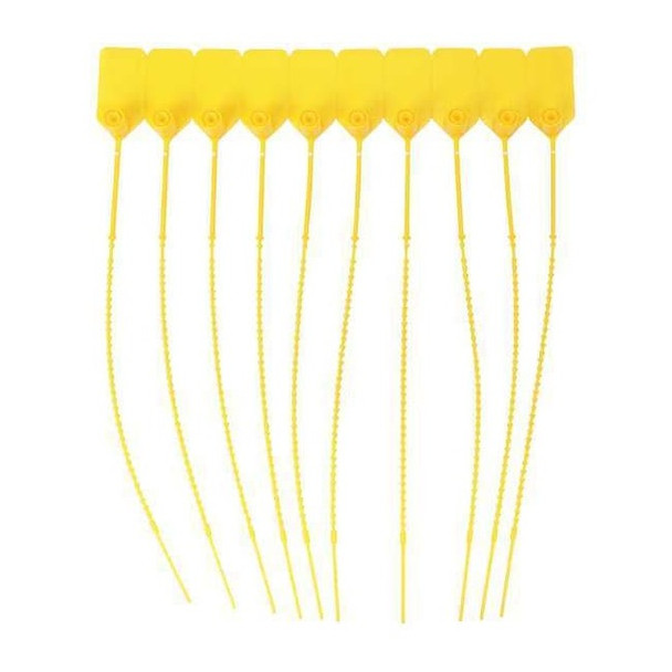 Brady Pull-Tight Seals, Plastic, 9 W, Yellow, 100 PK 95155