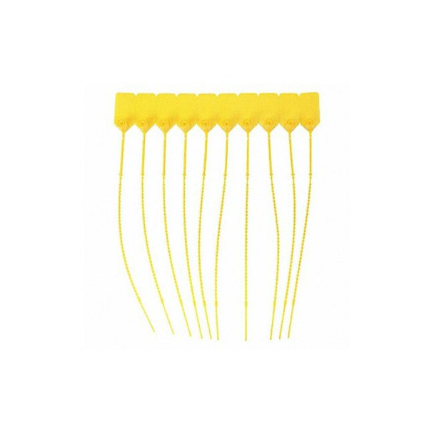 Brady Pull-Tight Seals, Plastic, 9 W, Yellow, 100 PK 95155