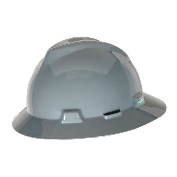 V-Gard Slotted Full Brim Hard Hat, Staz-On Suspension, Type I, Class E, Gray
