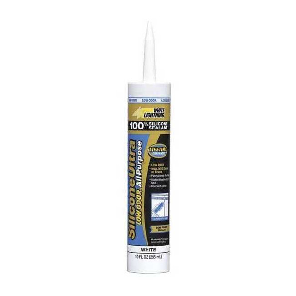 Silicone Sealant, 10 oz, Cartridge, White, Silicone Base, Silicone Ultra