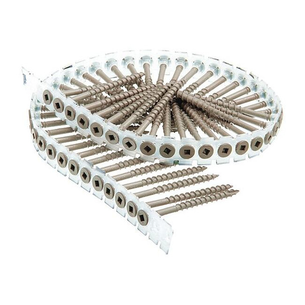 Deck Screw, #8 x 2-13/16 in, Steel, Flat Head, Square Drive, 800 PK
