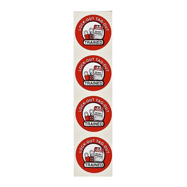 Brady Vinyl Hard Hat Label,2" Diameter, Black,Red, White,PK4 42248