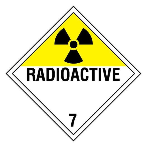 DOT Container Placard, Radioactive, Rigid Styrene, 10-4/5" W x 10-4/5" H