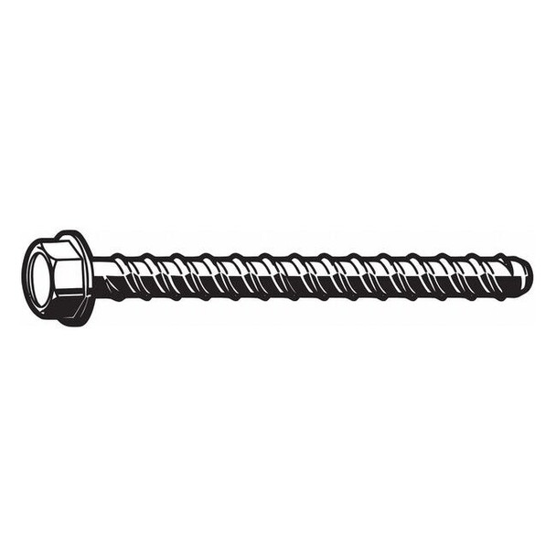 Concrete Screw, 5/8" Dia., Hex, 5 in L, Steel Zinc Plated, 10 PK