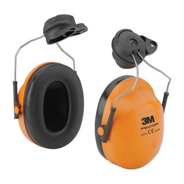 3m Peltor Hi-Viz Hard Hat Mounted Ear Muffs, 23 dB NRR, Black/Orange H31P3E