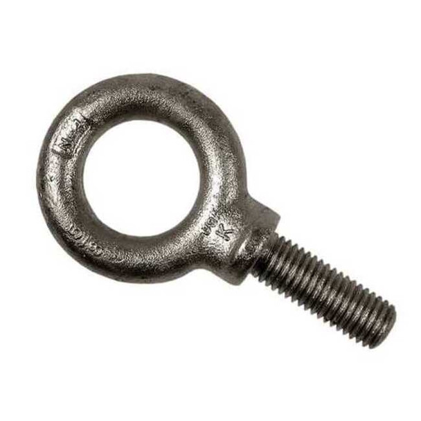 Eye Bolt With Shoulder, 3/8"-16, 3/4 in Shank, 1 in ID, Steel, Galvanized