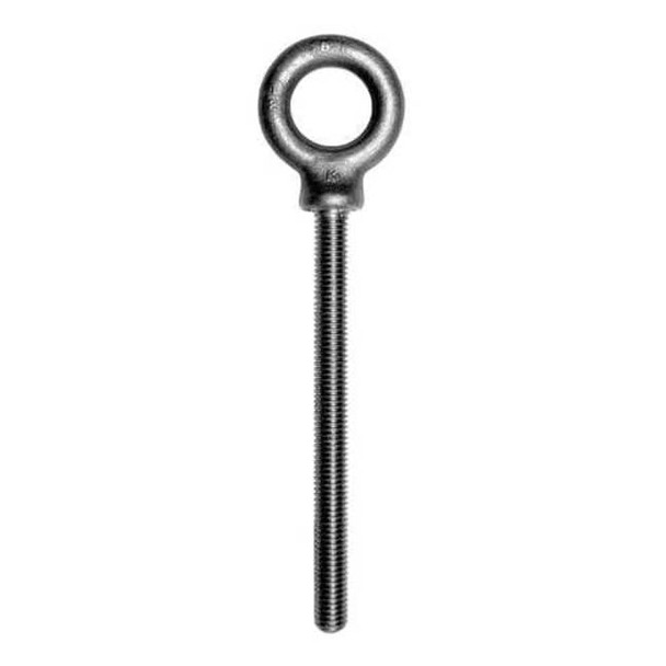 Eye Bolt With Shoulder, 3/8"-16, 6 in Shank, 1 in ID, Steel, Plain