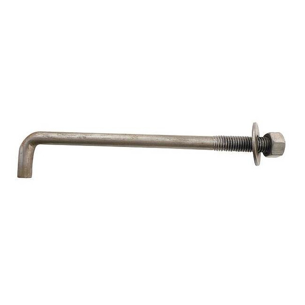 L-Hook, 3/8"-16, 6" L, Carbon Steel Plain, 25 PK