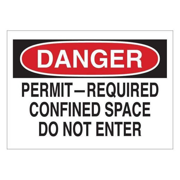 Safety Sign Label, 3 1/2 in H x 5 in W, Polyester, Horizontal Rectangle