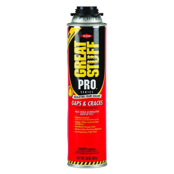 Spray Foam Sealant, 24 oz, Aerosol Can, Orange, Polyurethane Base