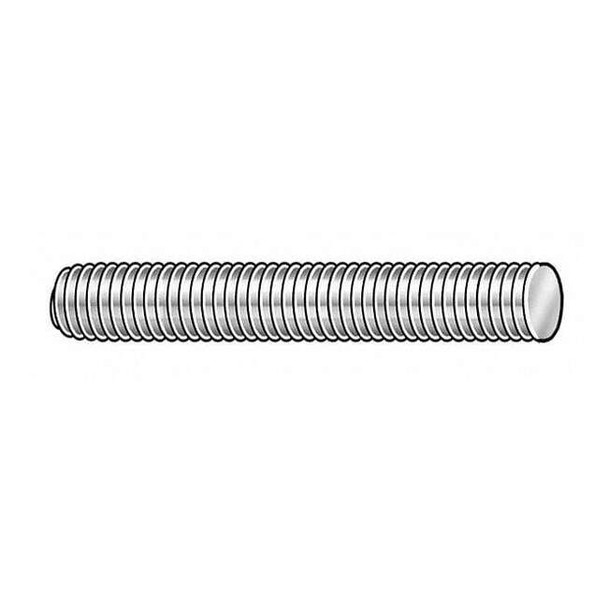 Fully Threaded Rod, 1"-8, 12 in, Steel, Grade 2, Plain Finish
