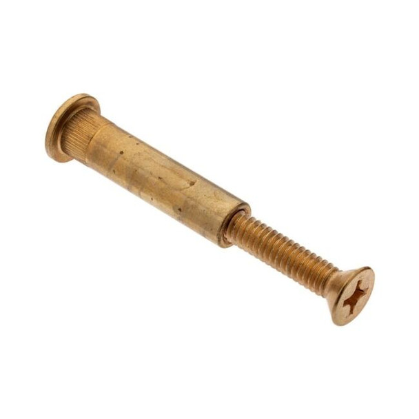 Arch Barrel, 1/4"-20, 1 9/16 in Brl Lg, 3/8 in Brl Dia, Steel Brass-Plated