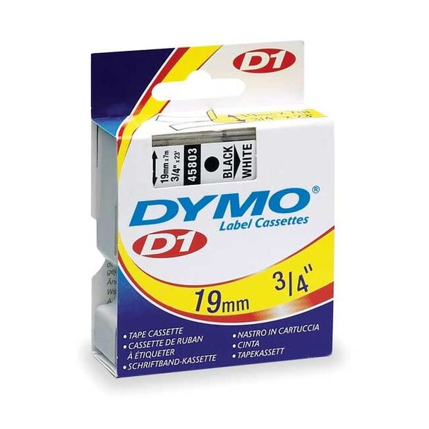 Dymo Adhesive Label Tape Cartridge 3/4" x 23 ft., Black/White 45803