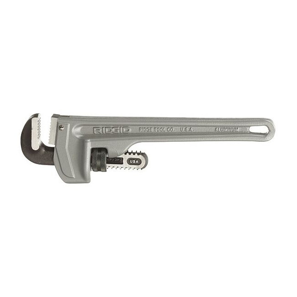 10" Aluminum Straight Pipe Wrench, Serrated, Tether Capable, 1-1/2" Jaw Capacity