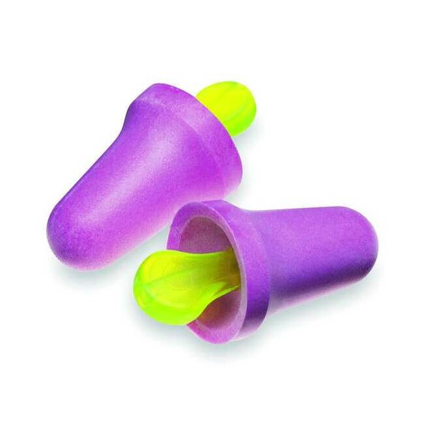 No-Touch Disposable Uncorded Ear Plugs, Bell Shape, NRR 29 dB, M, Purple, 100PK