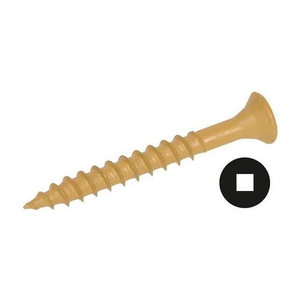 Wood Screw, #12, 1 in, Zinc Plated Steel Flat Head Square Drive, 100 PK