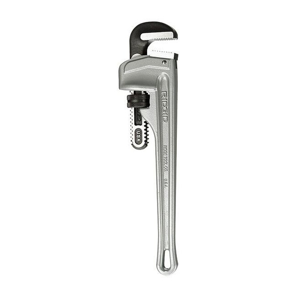 14" Aluminum Straight Pipe Wrench, Serrated, Tether Capable, 2" Jaw Capacity