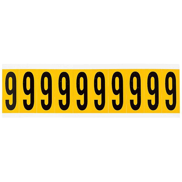 Brady Number Label, 9, 2-1/4in.Hx7/8in.W, Vinyl 1534-9