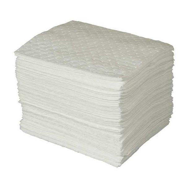 Brady Sorbent Pad, 30 gal, 15 in x 19 in, Oil, White, 100 PK SPC300