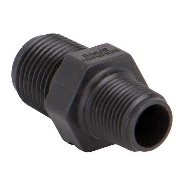 Reducing Nipple, Polypropylene, 1/2" x 3/8", Schedule 80, 300 psi Max Pressure