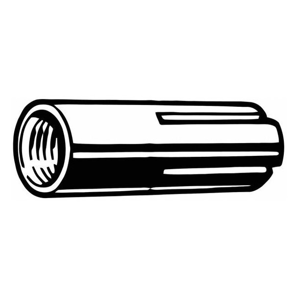 Flanged Coil Thread Anchor, 1/2" Dia, 1-9/16" L, Carbon Steel Zinc Plated, 50 PK