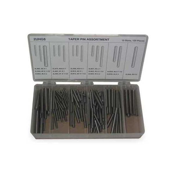 Manufacturer Varies Taper Pin Assortment, Steel, Plain, 120 Pcs TPKIT15120