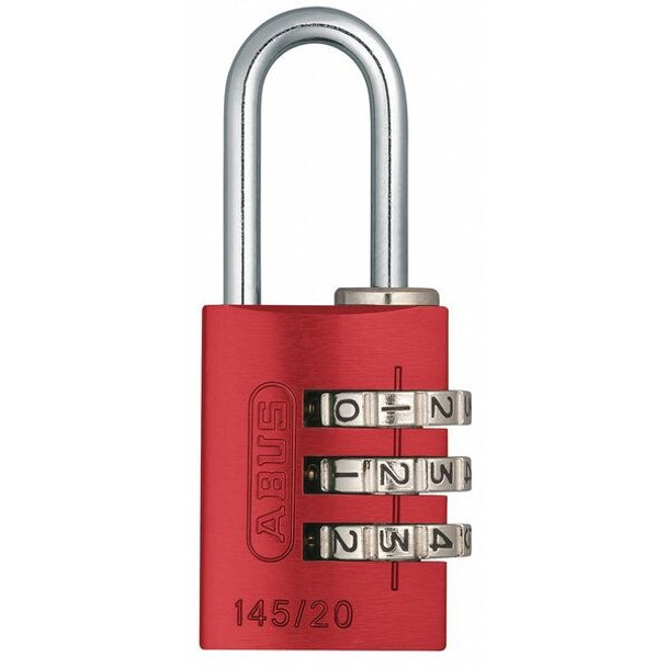 Abus Combination Padlock,1 1/8 in,Rectgle,Red 145/20 Red Abus Combination Padlock,1 1/8 in,Rectgle,Red 145/20 Red