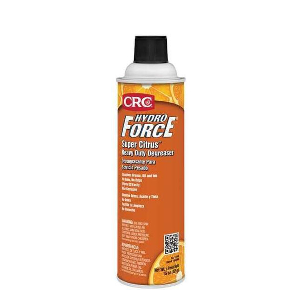 Crc Hydro Force Super Citrus Cleaner/Degreaser, 15 oz, Aerosol Spray Can 14440