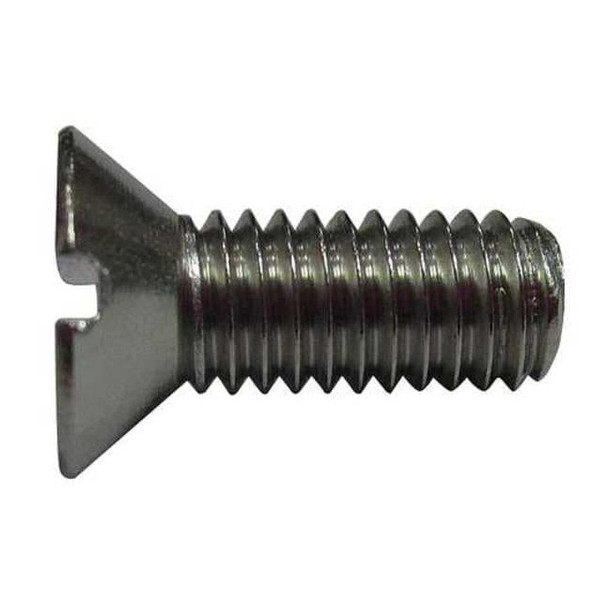 #10-32 x 1/2 in Slotted Flat Machine Screw, Plain 18-8 Stainless Steel, 100 PK