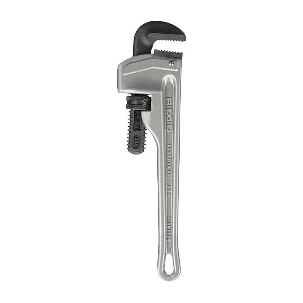 12" Aluminum Straight Pipe Wrench, Serrated, Tether Capable, 2" Jaw Capacity