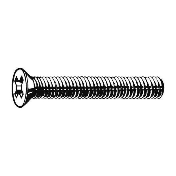 #10-24 x 1/2 in Phillips Flat Machine Screw, Zinc Plated Steel, 100 PK